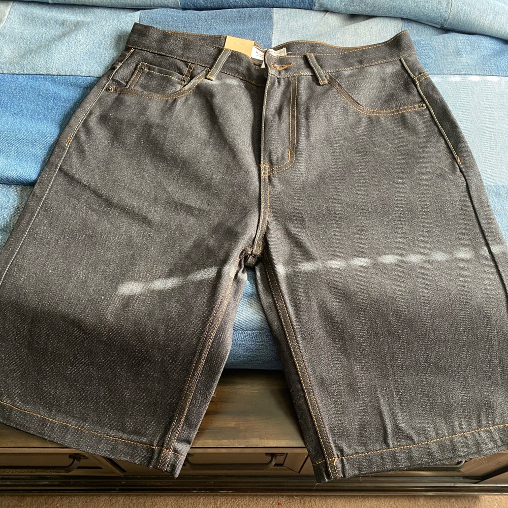 Men black jean shorts